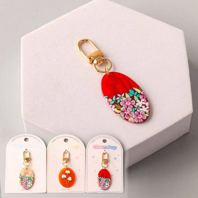 Printed Acrylic Oval Bag Charm 6058 (12 units)