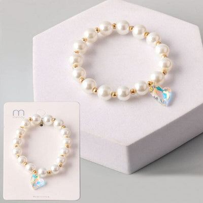 Rainbow Heart Pearl Bracelet 17850 (12 units)