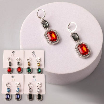 Rectangle Crystal Drop Earrings 37440 (12 units)