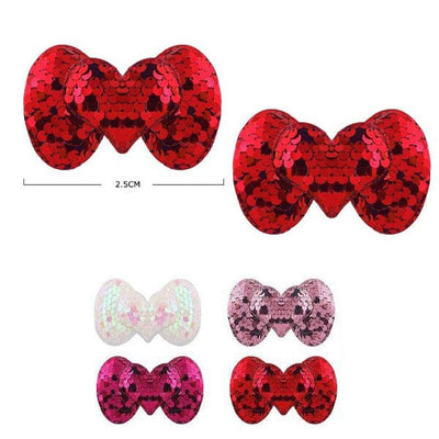 Red Pink Tone Sequin Hair Bows 6206 (24 units)