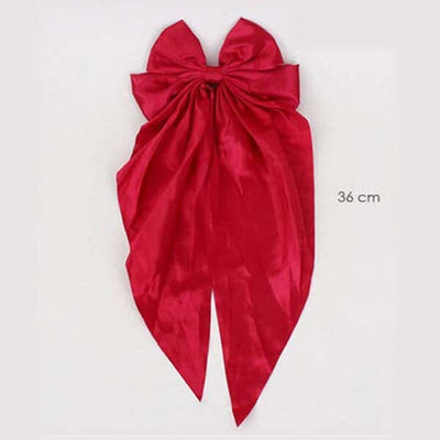 Red Satin Hair Bow With Tail 8449 (12 units)