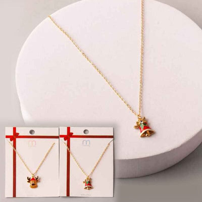 Reindeer Bell Charm Necklace 8554XM (12 units)