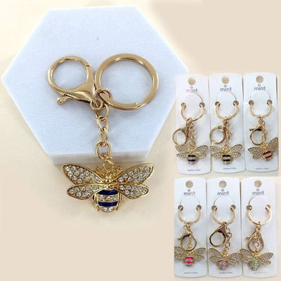 Rhinestone Bee Charm Keychain 1057 (12 units)