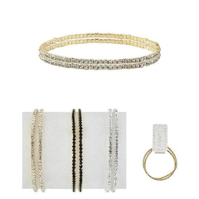 Rhinestone Bracelets 2PC Set 45010BKG (12 units )
