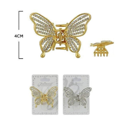 Rhinestone Butterfly Hair Jaw Clip 10109GS (12 units)