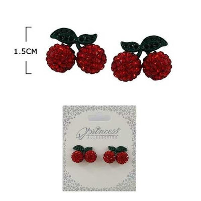 Rhinestone Cherry Earring 1165 (12 units)