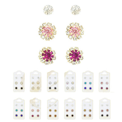 Rhinestone Earrings Set 0537GSR (12 units)