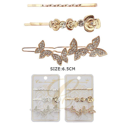 Rhinestone Hair Pin 3PC Set 0256GS (12 units)