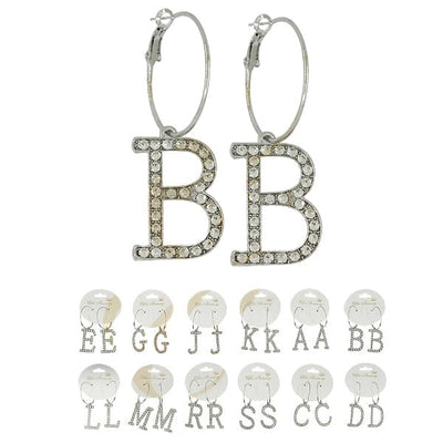 Rhinestone Initial Dangle Earrings 0398SC (12 units)