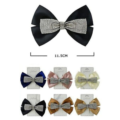 Rhinestone Layered Hair Bow Pin 10694D (12 units)