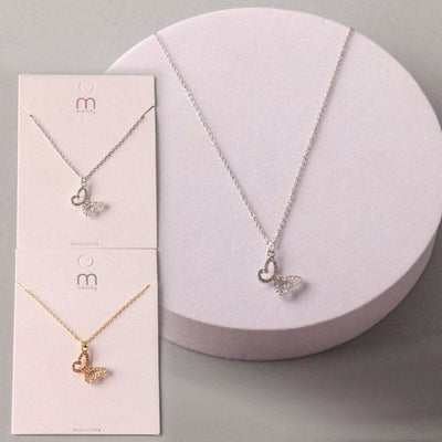 Rhinestone Side Butterfly Charm Necklace 8470 (12 units)