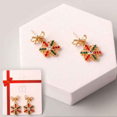 Rhinestone Snowflake Bow Earring 39093XM (12 units)
