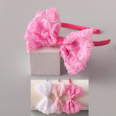 Rose Lace Bow Headband 1392 ( 12 units)