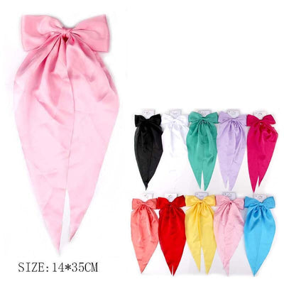 Satin Hair Bow With Tail 1765R (12 units)