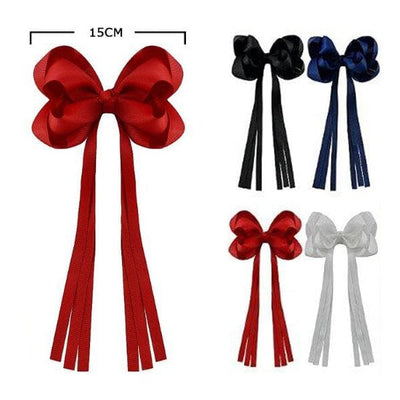 School Color Hair Bow With Long Tail 28610E (12 units)
