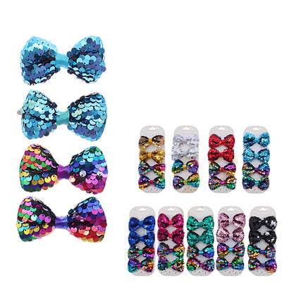 Sequin 4PC Hair Bow Set 0559R (12 units)