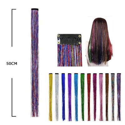 Shiny Colored Hair Extensions Clip 10540M (12 units)