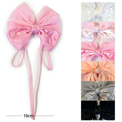 Silk and Lace Ribbon With Tail Hair Bow 8391 (12 units)