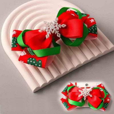 Snowflake Christmas Layer Hair Bow 13222XM (12 units)