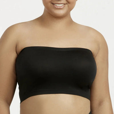 Sofra Ladies Seamless Sports Plus No Pad Tube Bra - BLACK (6 units)