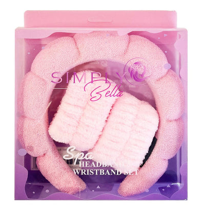 Spa Headband & Wristband Set - Pink (1 unit)