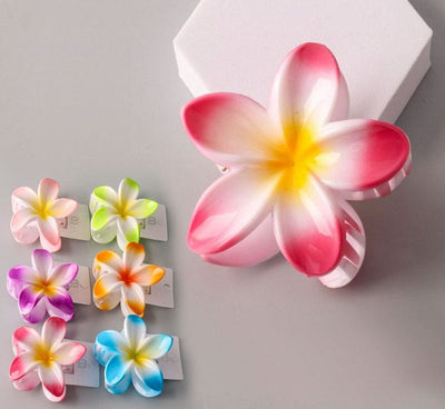 Sprayed Plumeria Flower Hair Jaw Clip 10627 (12 units)