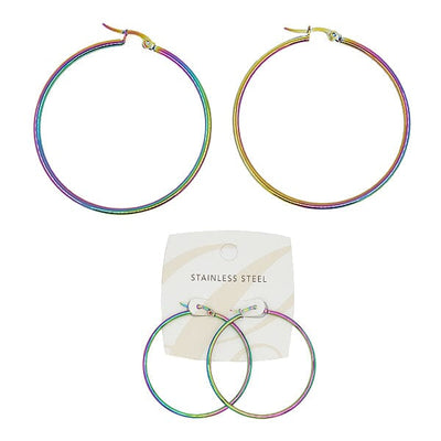 Stainless Steel Hoop 5cm Earrings 0043R-50 ( 12 units)