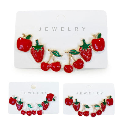 Strawberry, Cherry, Apple Earrings 1735 (12 units)