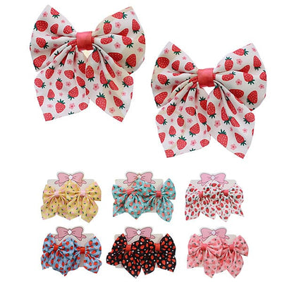 Strawberry Printed 2PC Hair Bow 1203R (12 units)