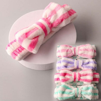 Stripe Plush Bow Headband 0177 (12 units)