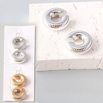 Textured Metal Donut Cuff Earrings 36656GS (12 units)