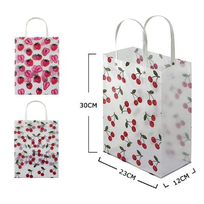 Transparent PVC Gift Bag - Strawberry, Cherry (12 units)