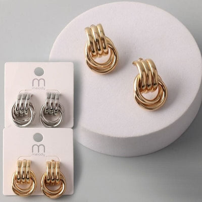 Triple Band Doorknocker Earring 37862GS (12 units)