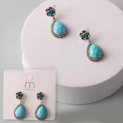 Turquoise Antique Teardrop Earring 37901 (12 units)