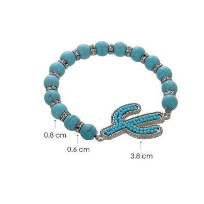 Turquoise Bead Cactus Stretch Bracelet 5460 (12 units)