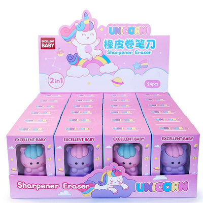 Unicorn Shape Pencil Sharpener Eraser (24 units)