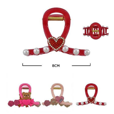 Valentine's Day Hair Jaw Clips 9008 (12 units)