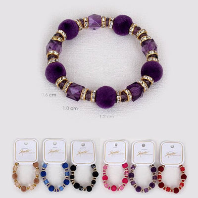 Velvet Bead Stretch Bracelets 5523 (12 units)