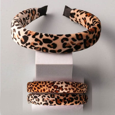 Velvet Cheetah Puffy Headband 12843 (12 units)