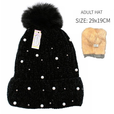 Winter Hat Pom With Pearl 8766 (12 units)