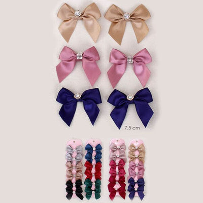 Winter Tone 6PC Satin Like Hair Bow Set 6590-DK1 (12 units)