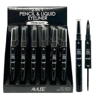 2 IN 1 Pencil & Liquid Eyeliner Intensely Black (24 units)