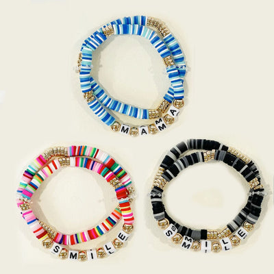 2 Line Rubber Bead Stretch Bracelets (6 units )