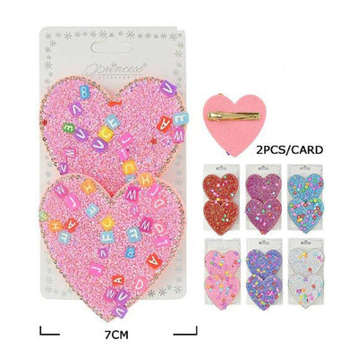 2PC Heart Hair Pin Set 395M ( 12 units)