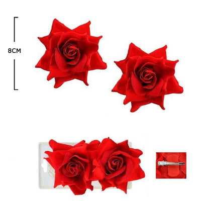 2PC Red Rose Hair Pin 025 ( 12 units)