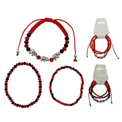 3PC Elephant Beads Bracelet 1010RD (12 units)