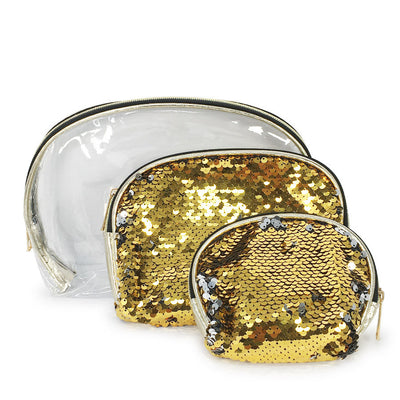 3PC Gold Sequin Cosmetic Bag 2118GD (3 units)