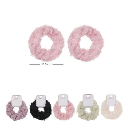 Assorted Color Textured 2PC Hair Tie 3129 ( 12 units)