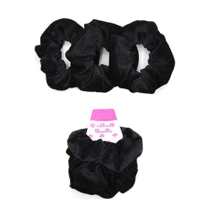 Black 3PC Velvet Hair Tie 2827 ( 12 units)
