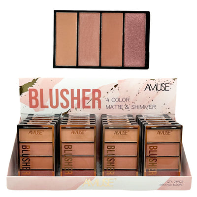 Blusher 4 Color Matte & Shimmer Palette (24 units)